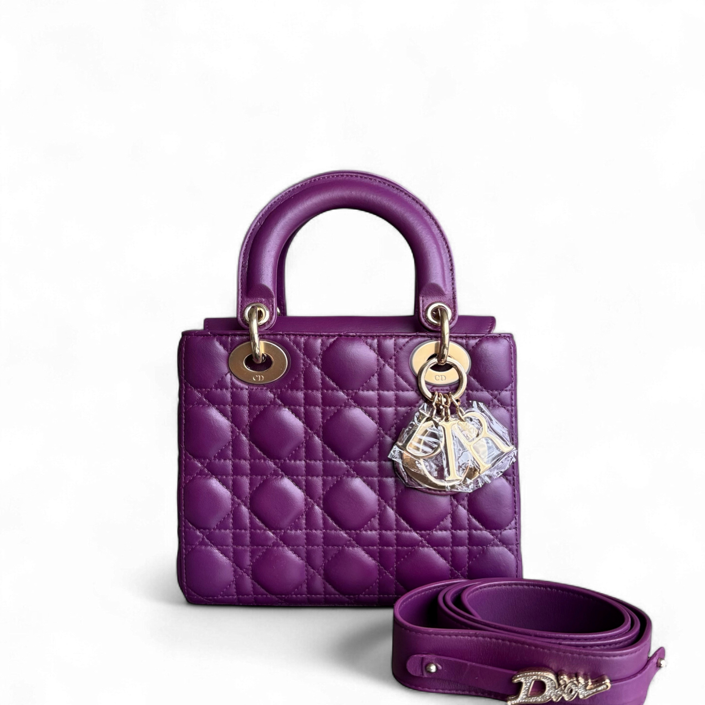 Lady Petit ABC - Cuir d'agneau Cannage violet et matériel doré MyABC — Kovancy