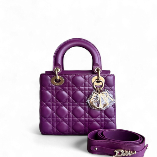 Lady Petit ABC - Cuir d'agneau Cannage violet et matériel doré MyABC — Kovancy