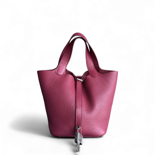 Picotin 18 - TC Clémence Cuir Bordeaux Quincaillerie Argentée — Kovancy