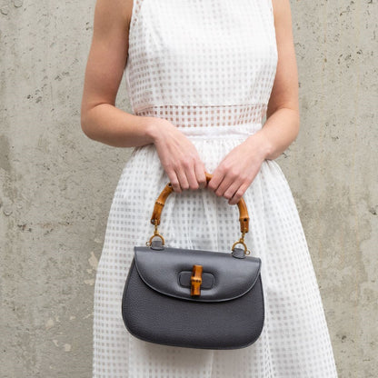 Gucci Gray Grained Calfskin Bamboo
