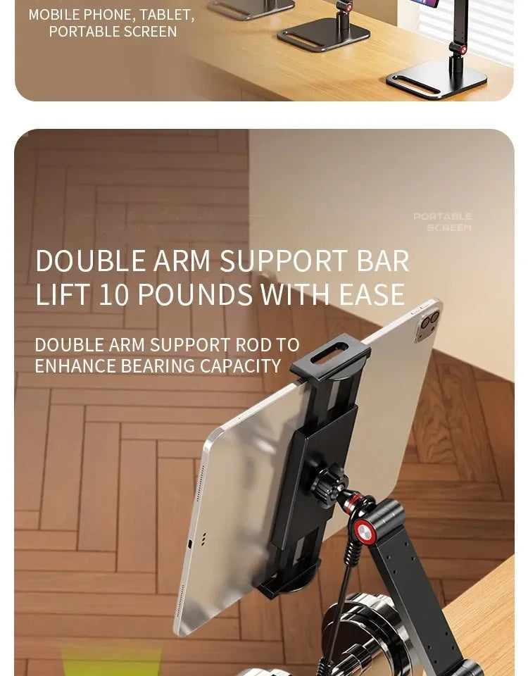 Kovancy Axis Low-Profile Desktop Mount — 360° Rotating Vesa-Free Tablet Station - Kovancy