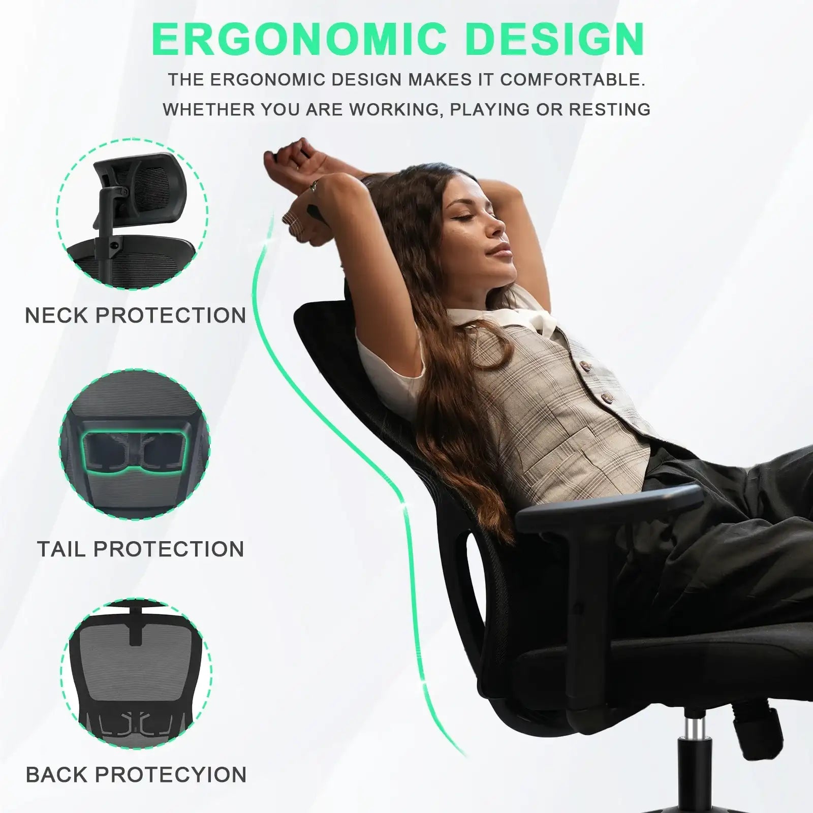 Kovancy Durrafy Architect — Full-Mesh Ergonomic Office Chair with 3D Headrest - Kovancy