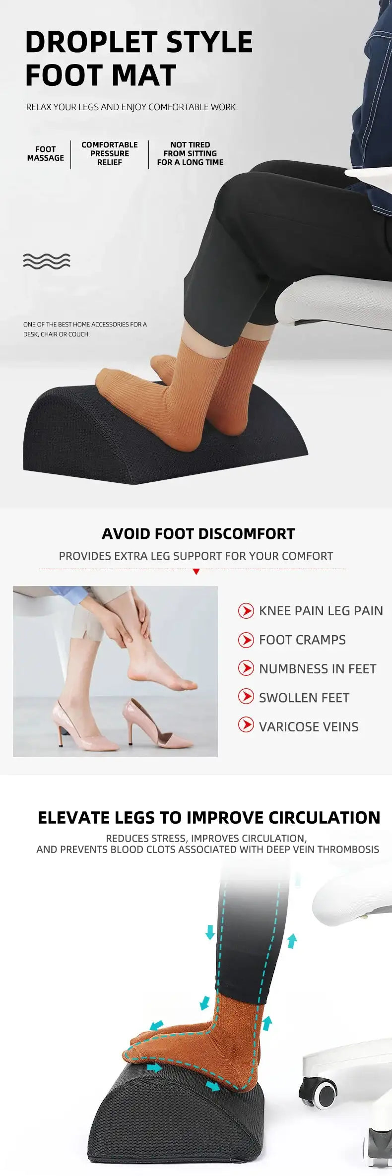 Kovancy CloudStep Pro — Ergonomic Memory Foam Footrest & Postural Lift - Kovancy