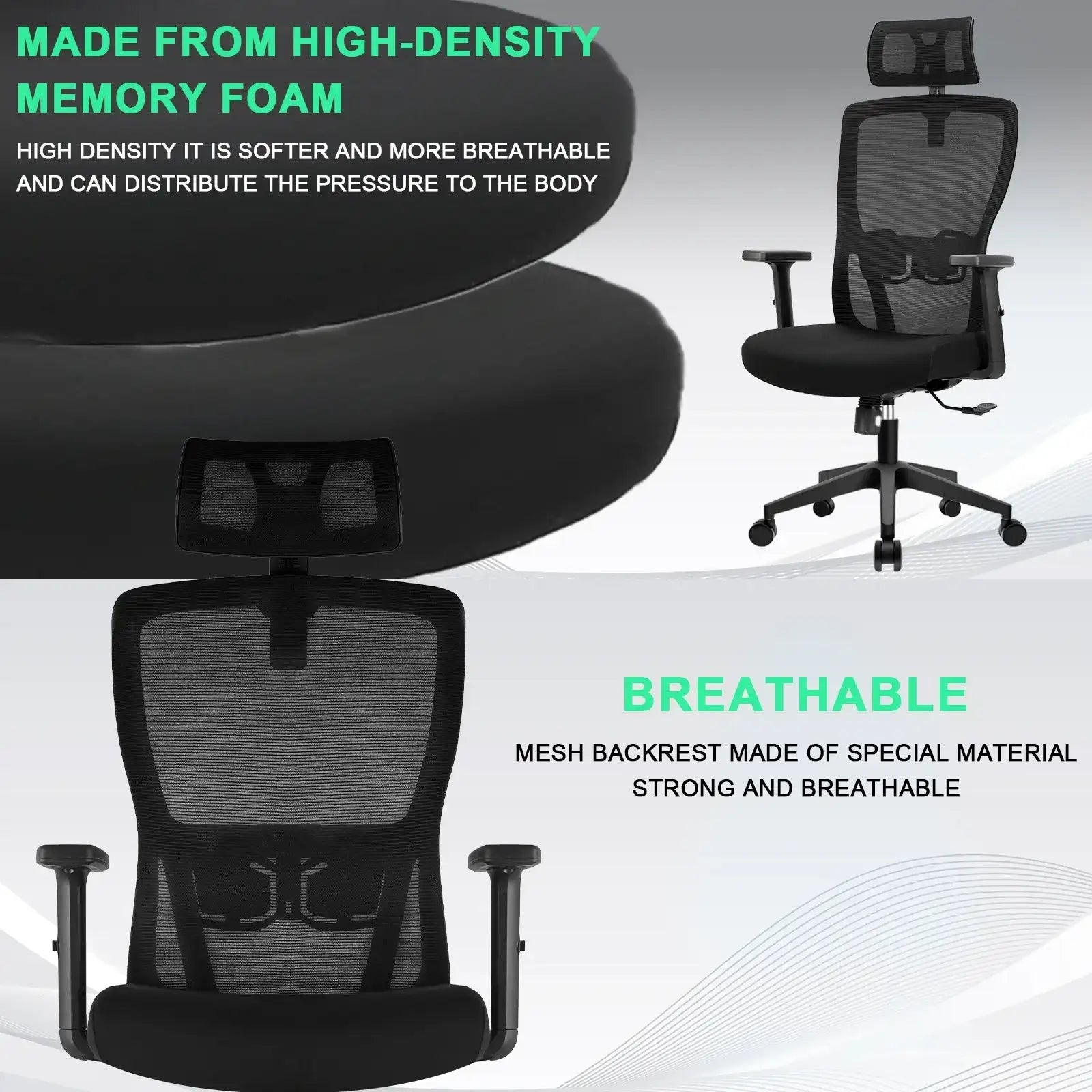 Kovancy Durrafy Architect — Full-Mesh Ergonomic Office Chair with 3D Headrest - Kovancy