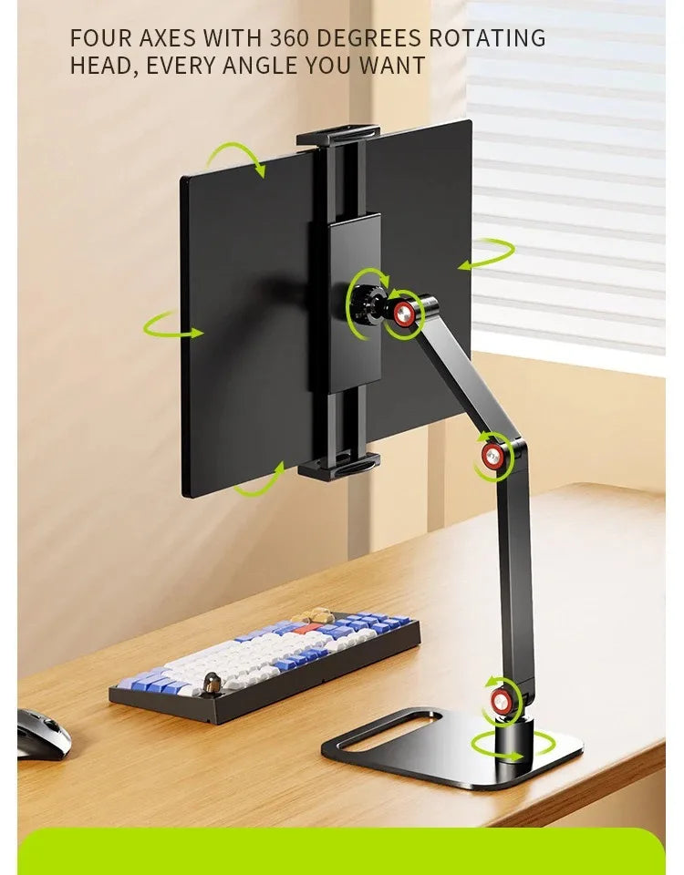 Kovancy Axis Low-Profile Desktop Mount — 360° Rotating Vesa-Free Tablet Station - Kovancy