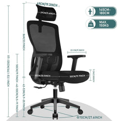 Kovancy Durrafy Architect — Full-Mesh Ergonomic Office Chair with 3D Headrest - Kovancy