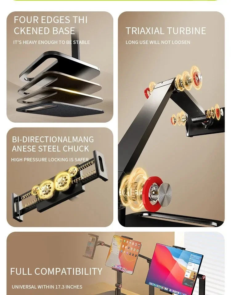 Kovancy Axis Low-Profile Desktop Mount — 360° Rotating Vesa-Free Tablet Station - Kovancy