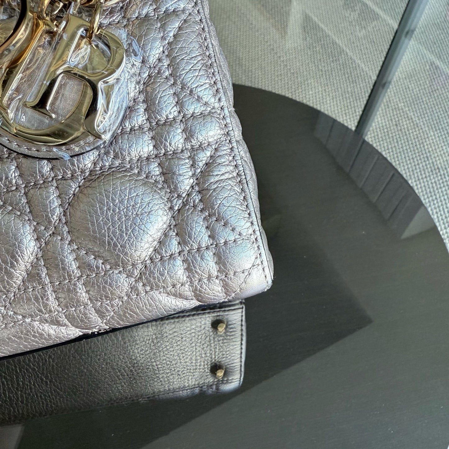 Lady Mini - Cuir de veau Cannage Métallisé Or Rose — Kovancy