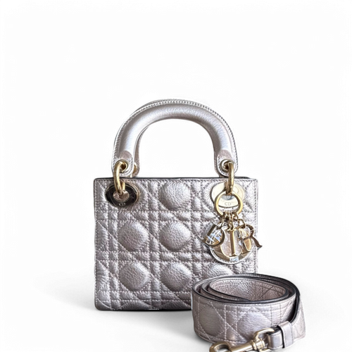 Lady Mini - Cuir de veau Cannage Métallisé Or Rose — Kovancy