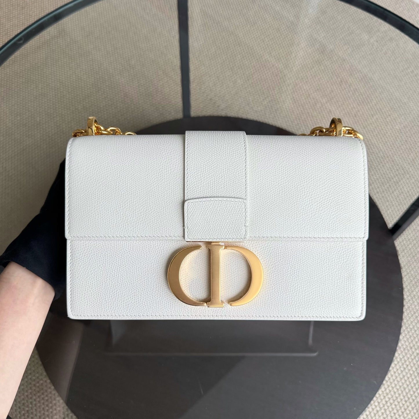 Chaîne Dior 30 Montaigne - Cuir de veau grainé, accastillage en or blanc