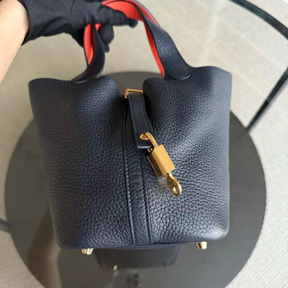 Hermes Picotin 18 - Estampille T Clémence Bleu Nuit Quincaillerie Dorée