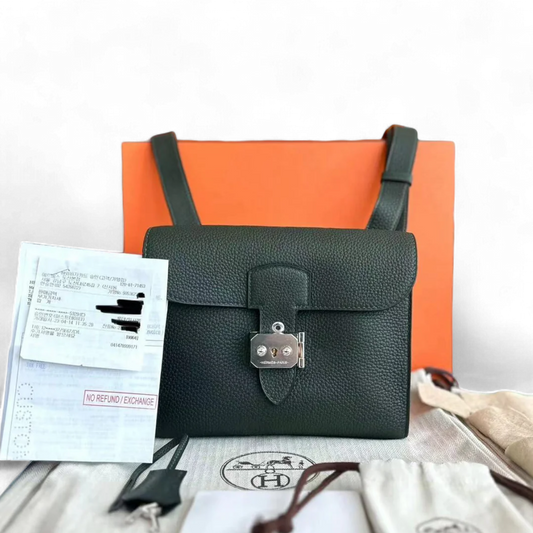 Hermes Sac A Depeches 21 Veau Togo Matériel Argent