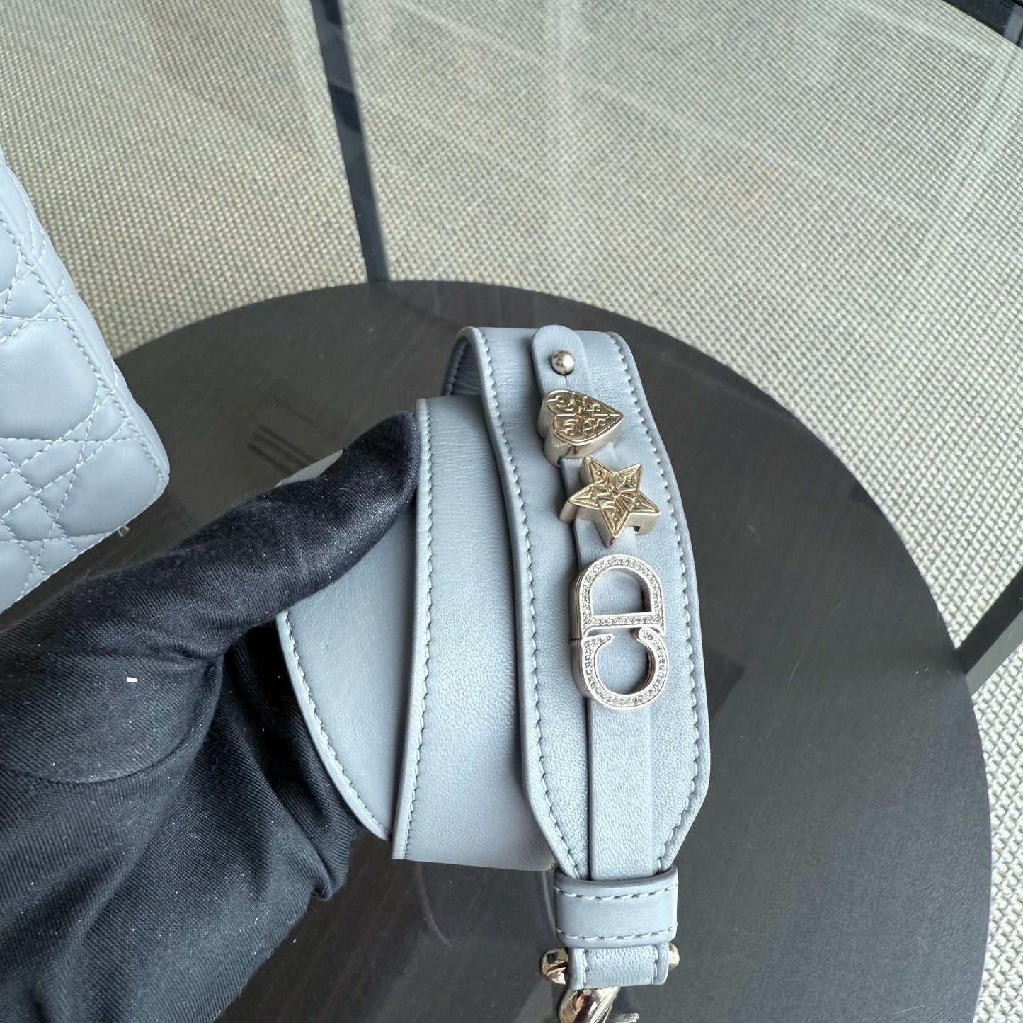 Lady Rabat ABC Petit - Cuir d'agneau Cannage Gris Quincaillerie dorée MyABC — Kovancy