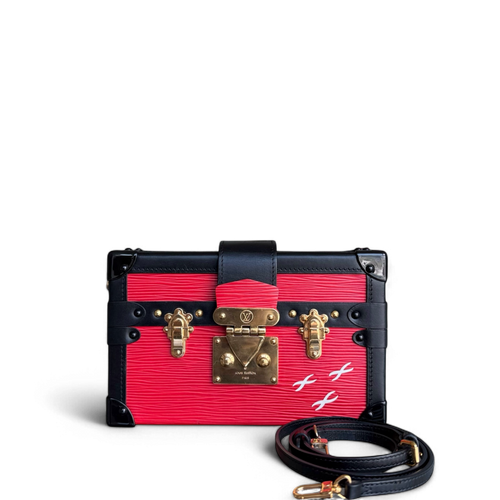 Kovancy - Petite Malle - Nouvelle édition Sac bandoulière en cuir EPI rouge avec matériel doré et puce électronique