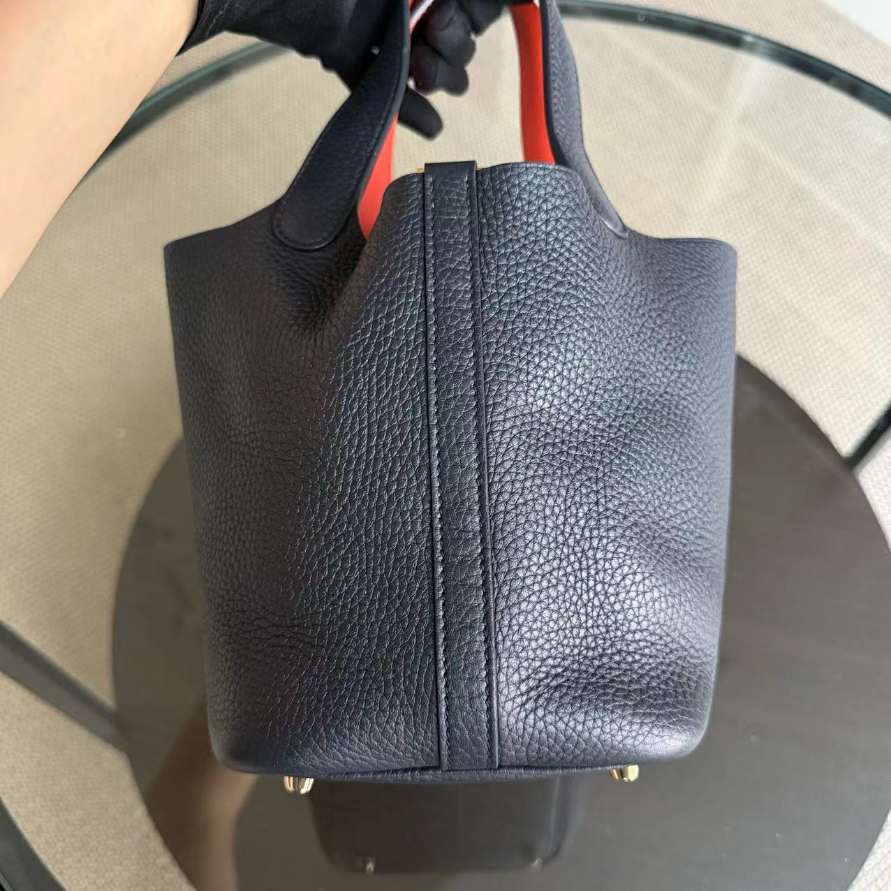 Hermes Picotin 18 - Estampille T Clémence Bleu Nuit Quincaillerie Dorée