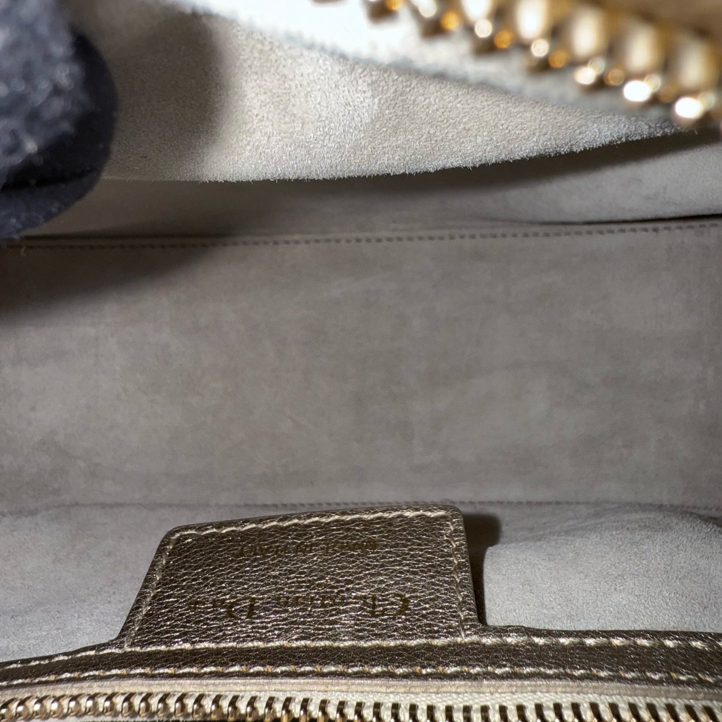 Lady Moyen - Cuir de veau doré Cannage, accessoires dorés, sans sangle — Kovancy