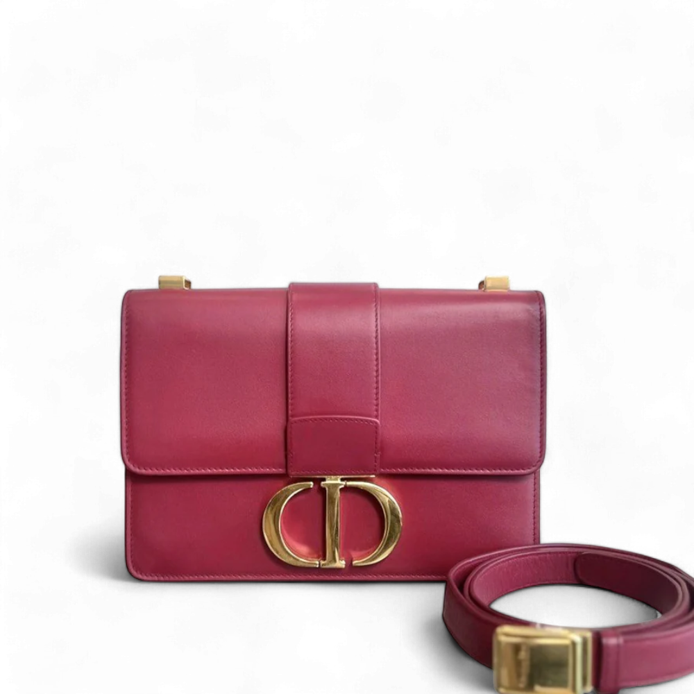 30 Montaigne - Sac bandoulière moyen en cuir de veau rouge GHW — Kovancy
