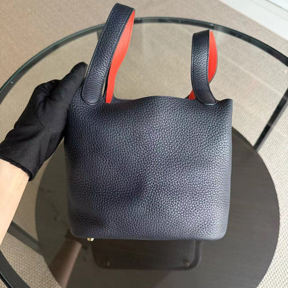 Hermes Picotin 18 - Estampille T Clémence Bleu Nuit Quincaillerie Dorée