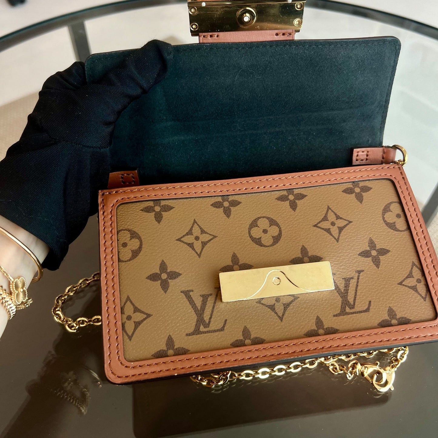 Portefeuille sur chaîne Dauphine WOC avec sac à bandoulière monogramme - Kovancy