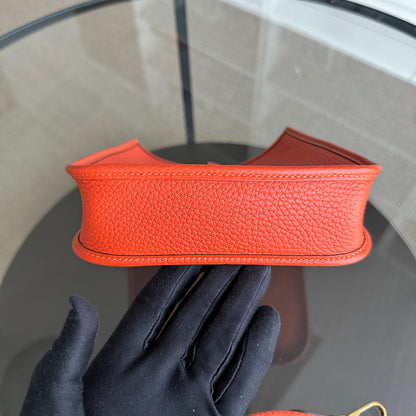 Hermes Mini Evelyn 16 Taurillon Clémence Stamp U Orange GHW