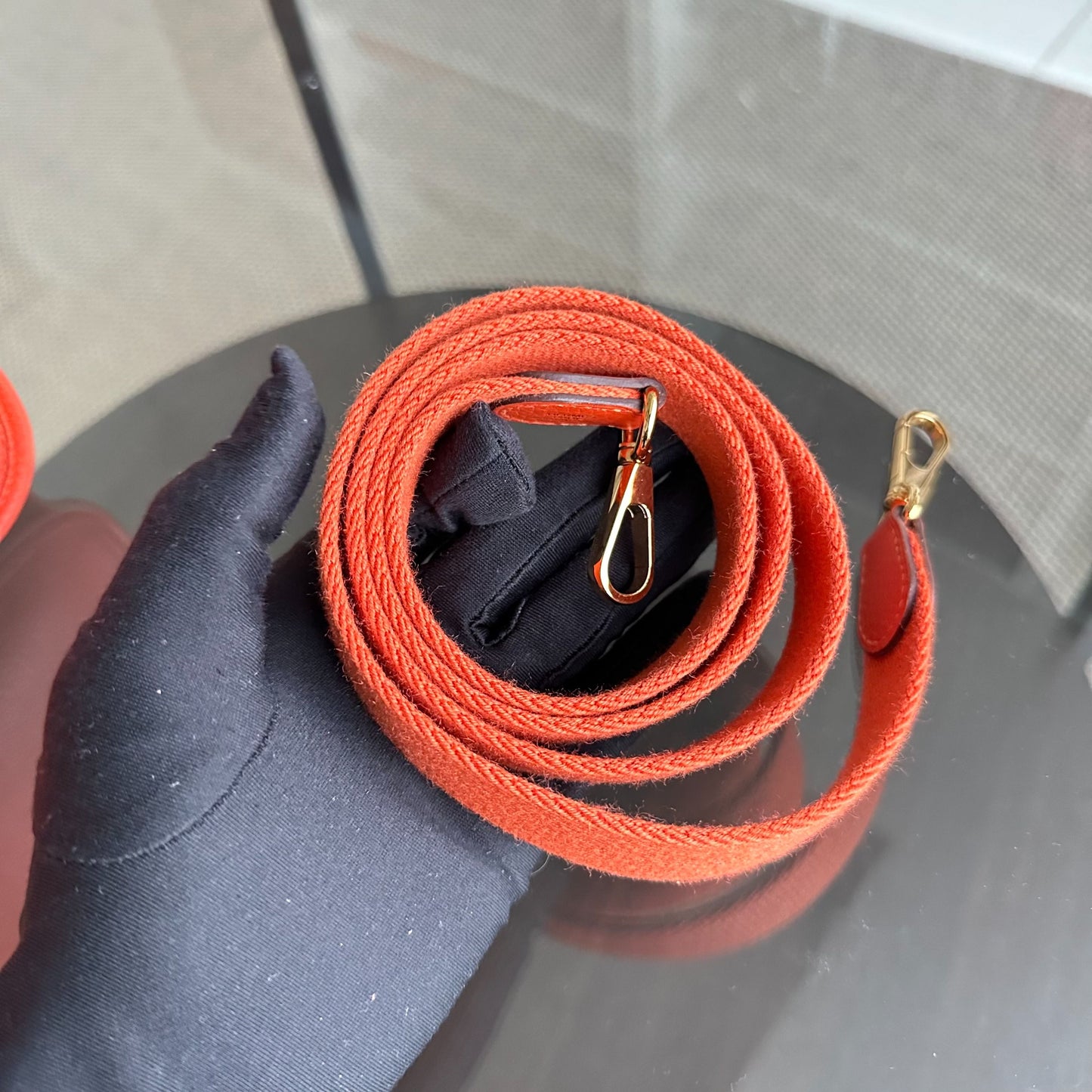 Hermes Mini Evelyn 16 Taurillon Clémence Stamp U Orange GHW