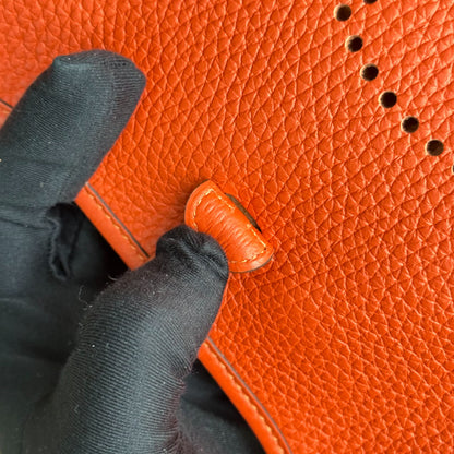 Hermes Mini Evelyn 16 Taurillon Clémence Stamp U Orange GHW