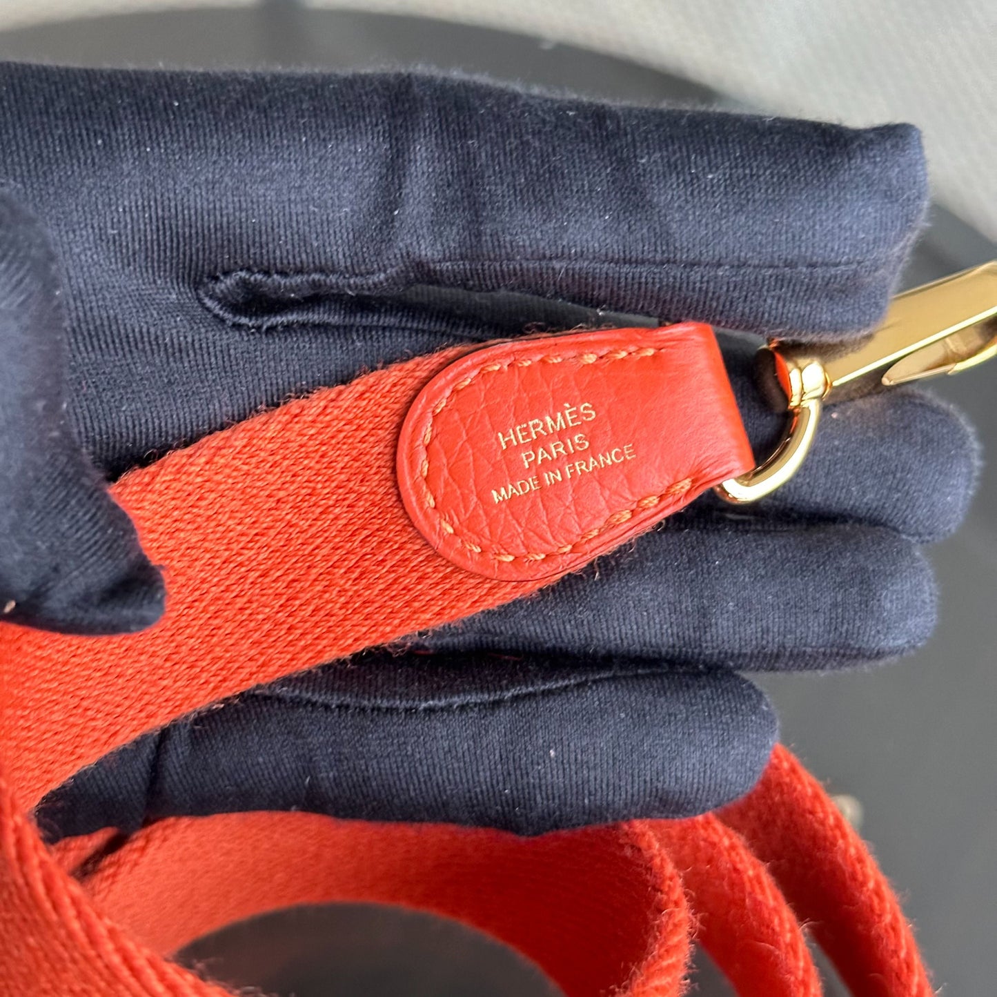 Hermes Mini Evelyn 16 Taurillon Clémence Stamp U Orange GHW