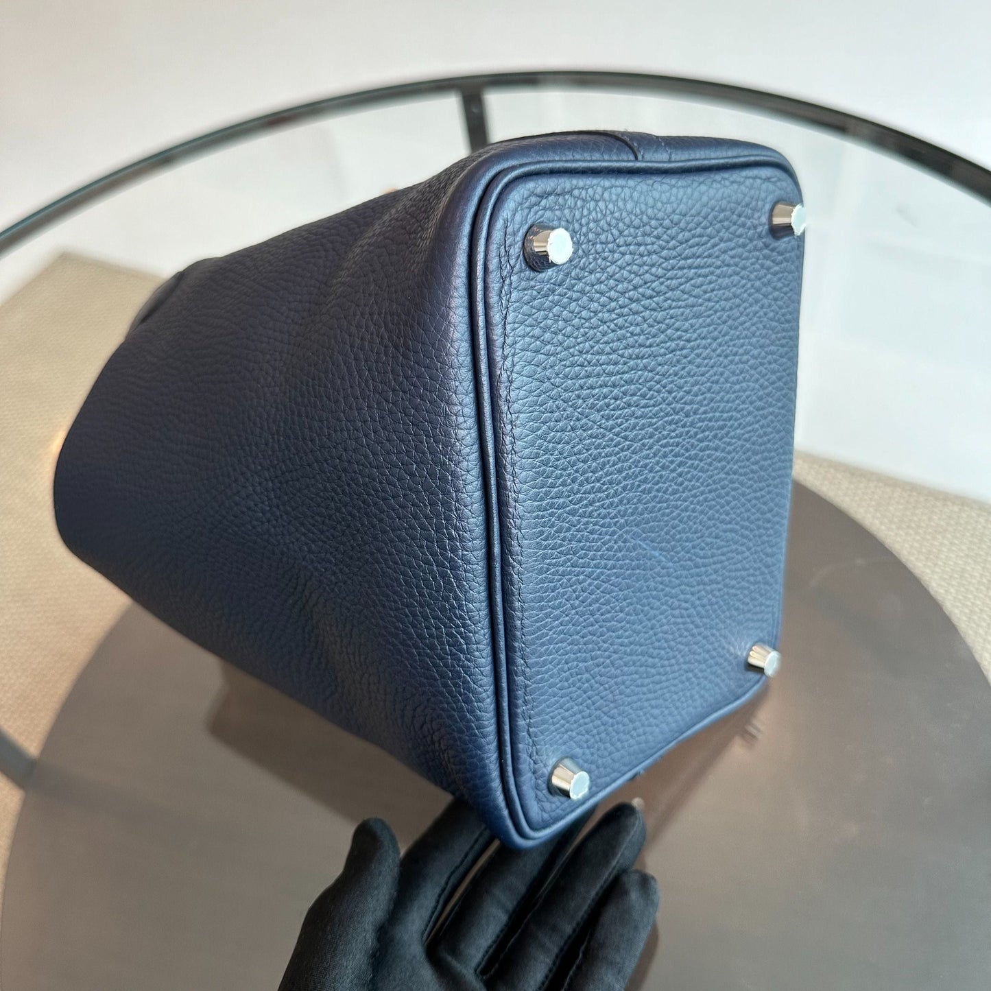 Hermes Picotin 18 X Stamp Taurillon Clémence Bleu Foncé SHW