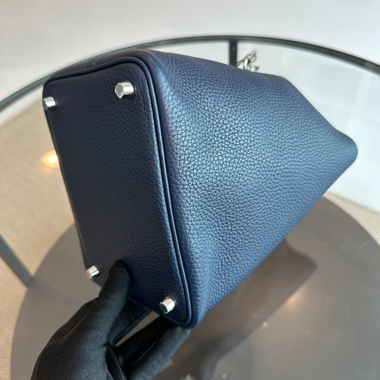 Hermes Picotin 18 X Stamp Taurillon Clémence Bleu Foncé SHW