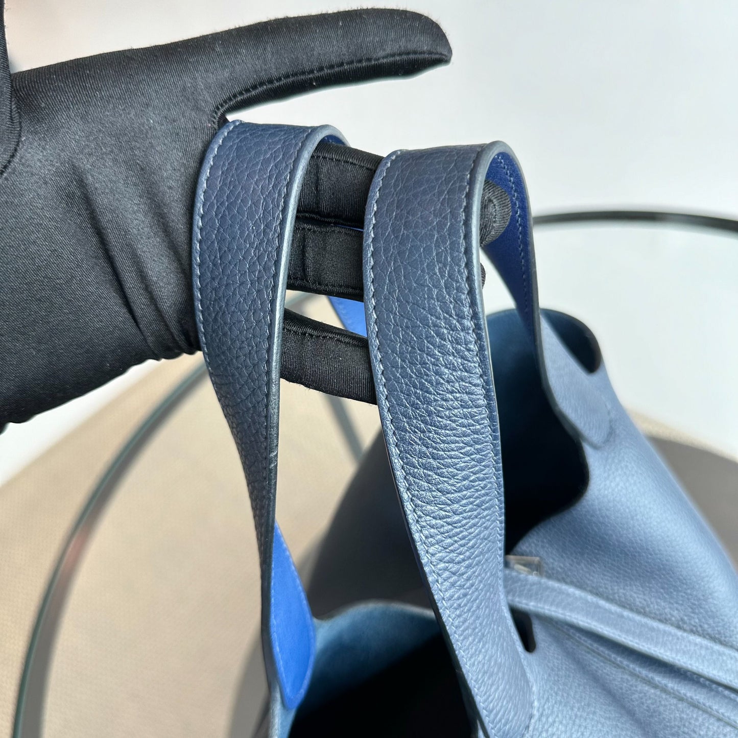 Hermes Picotin 22 Timbre Clémence A 2017 Bleu Nuit Bleu Bicolore