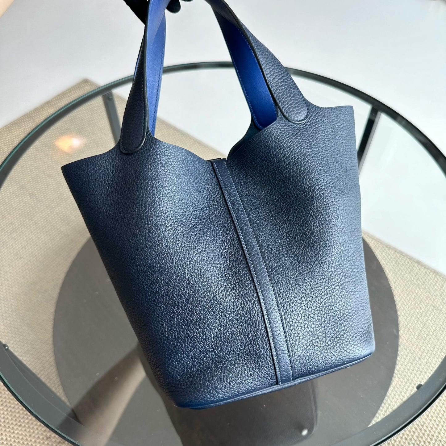 Hermes Picotin 22 Timbre Clémence A 2017 Bleu Nuit Bleu Bicolore