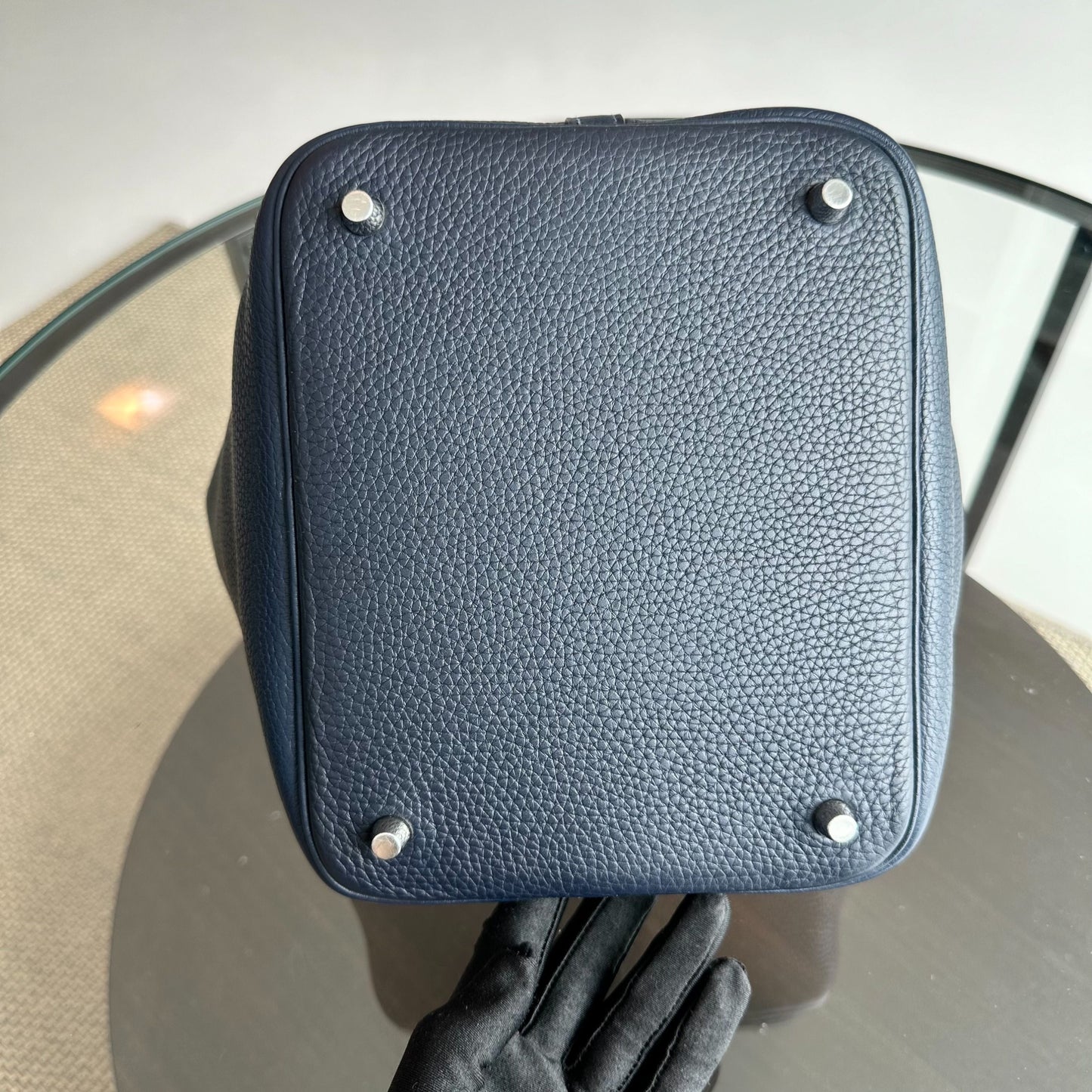 Hermes Picotin 22 Timbre Clémence A 2017 Bleu Nuit Bleu Bicolore