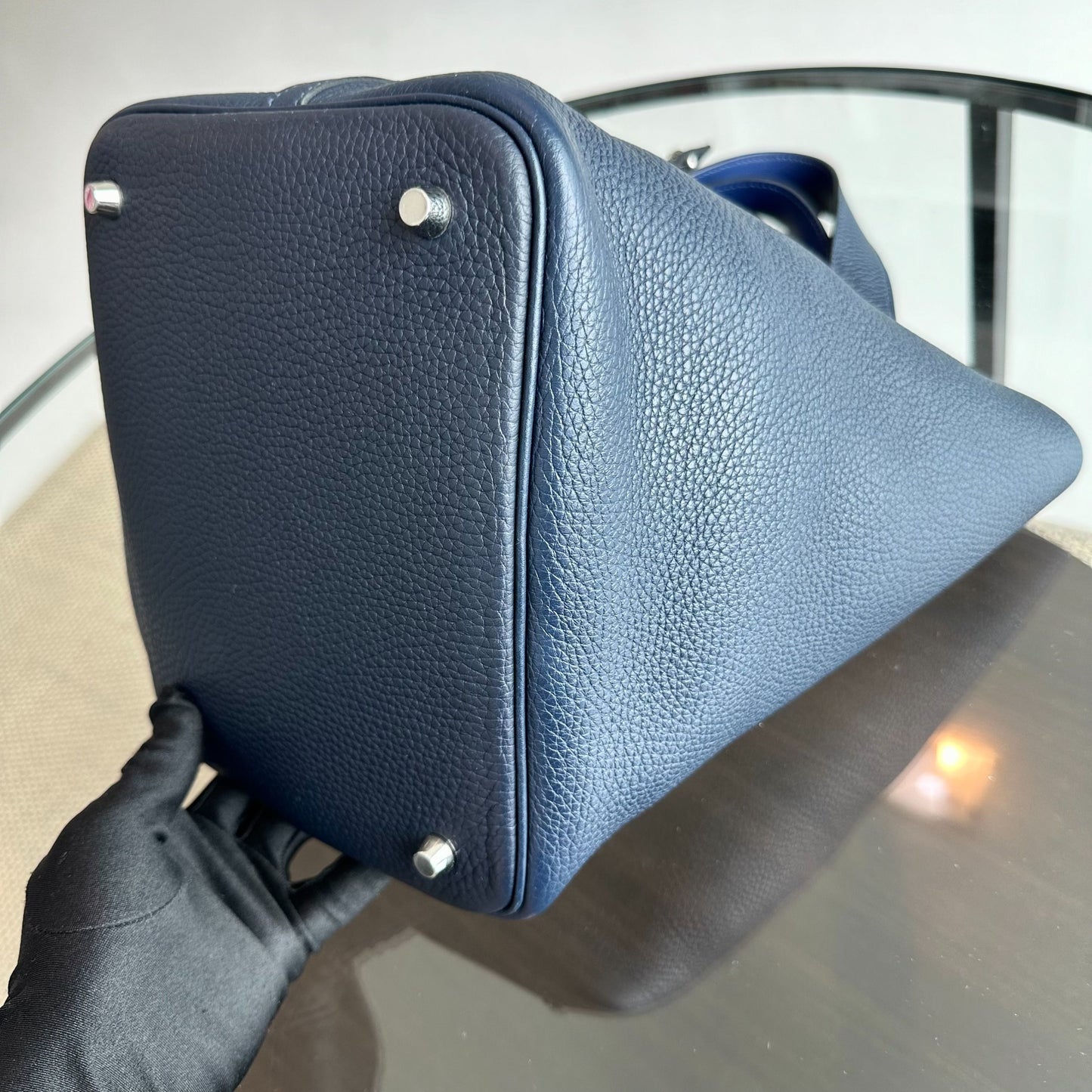 Hermes Picotin 22 Timbre Clémence A 2017 Bleu Nuit Bleu Bicolore