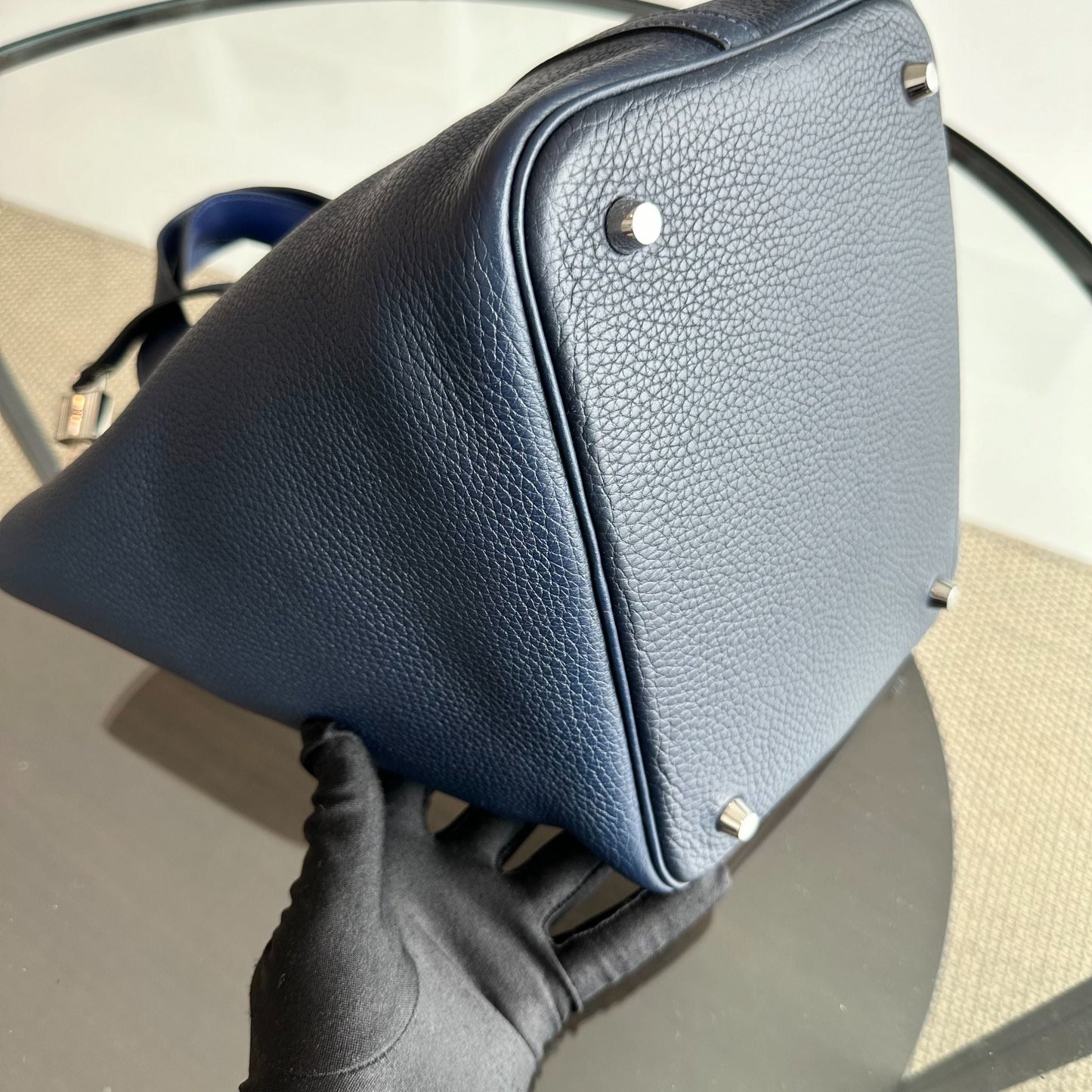 Hermes Picotin 22 Timbre Clémence A 2017 Bleu Nuit Bleu Bicolore