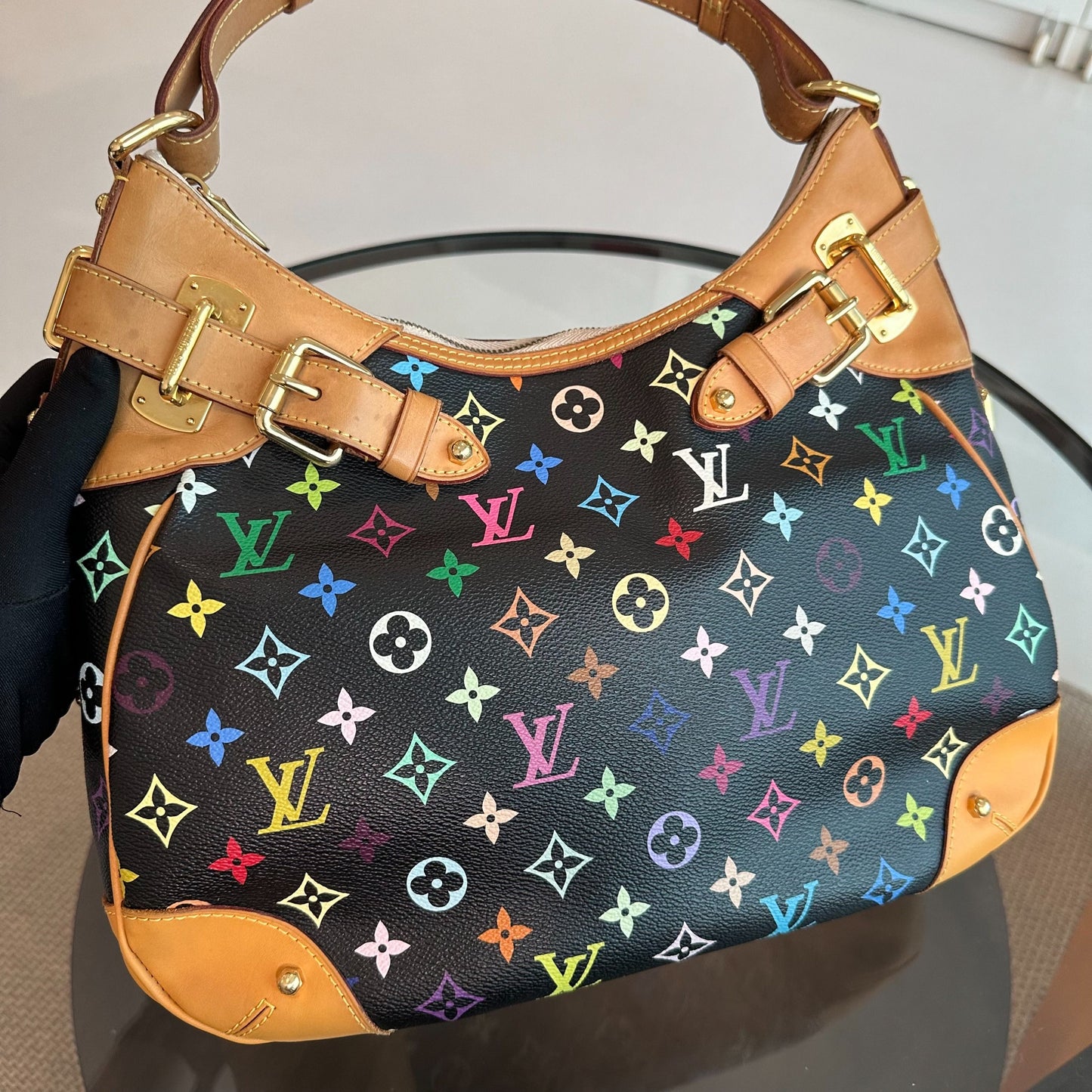 Sac à bandoulière Greta multicolore vintage noir — Kovancy