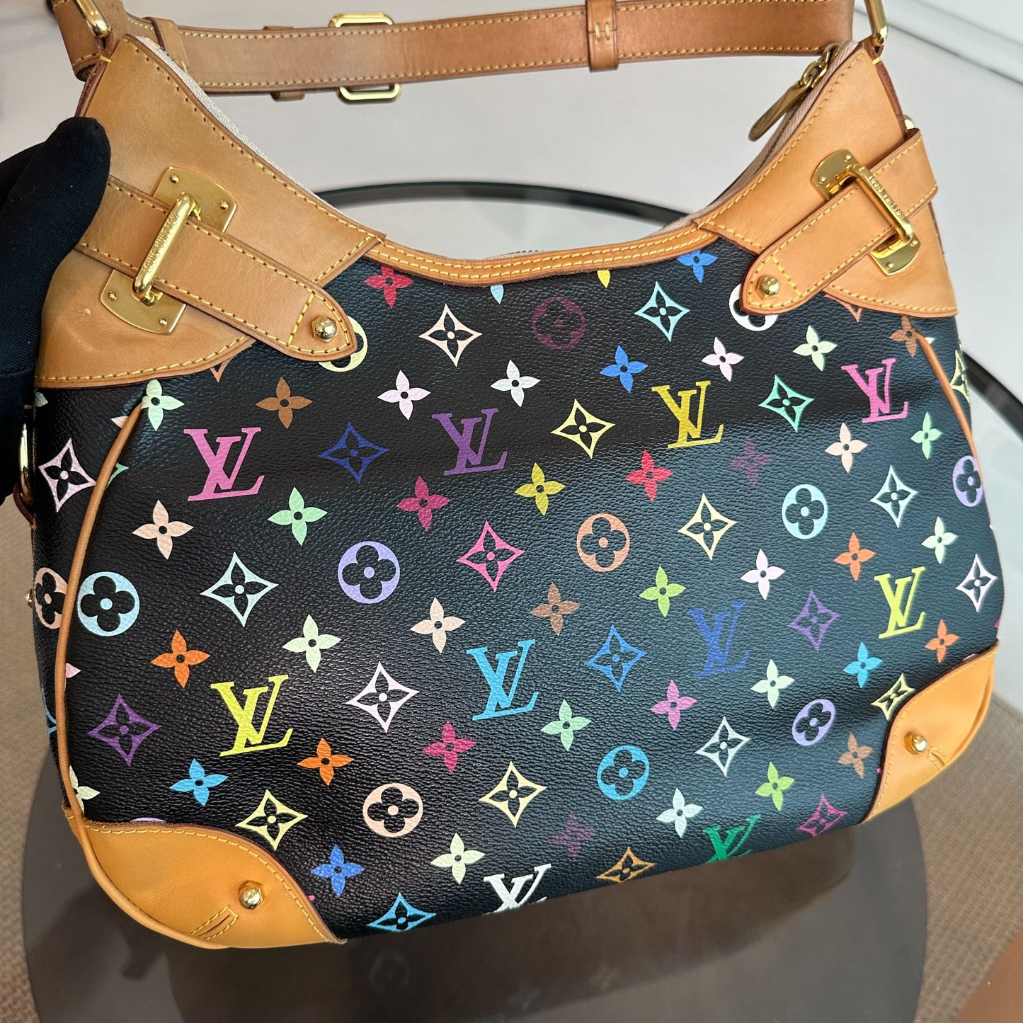 Sac à bandoulière Greta multicolore vintage noir — Kovancy