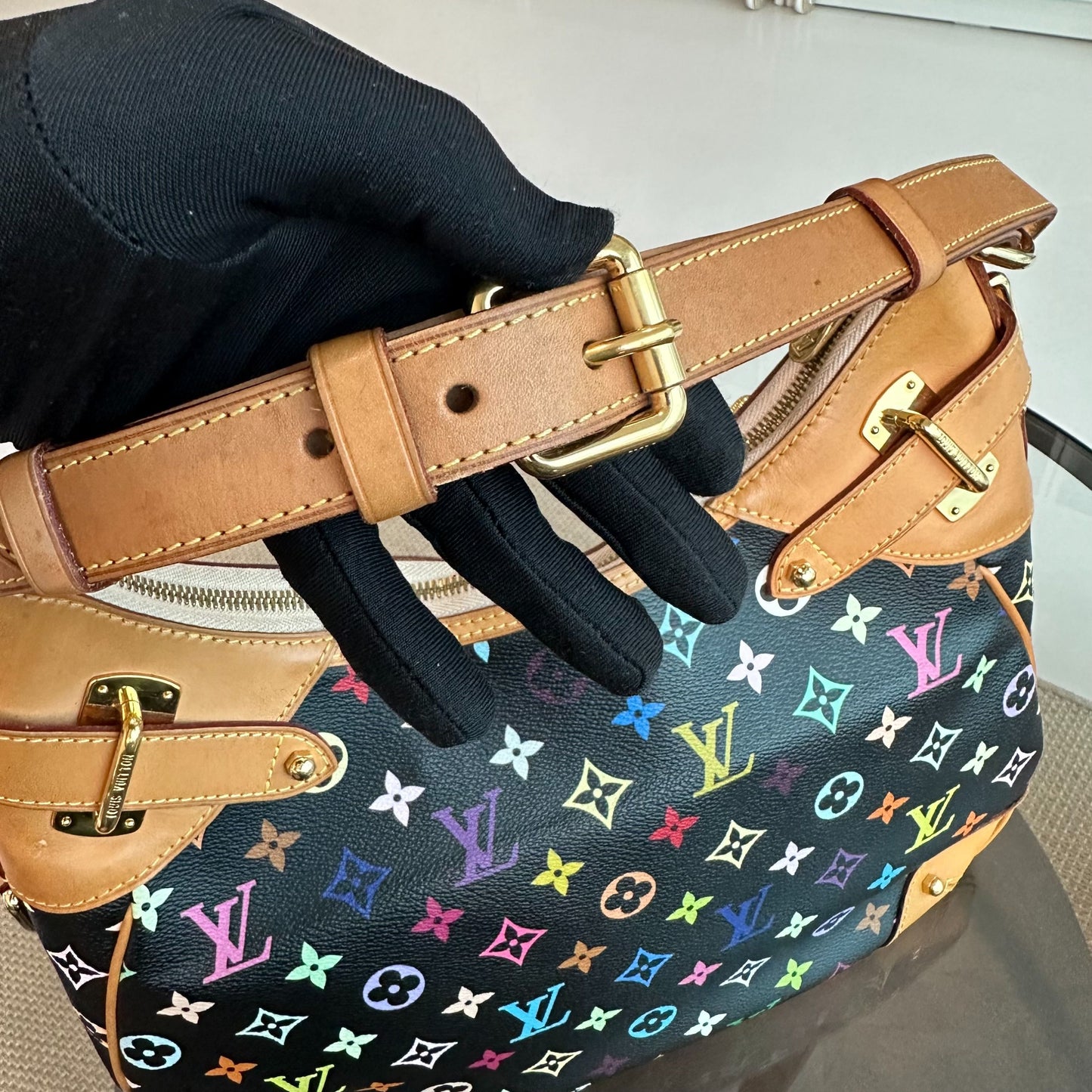 Sac à bandoulière Greta multicolore vintage noir — Kovancy