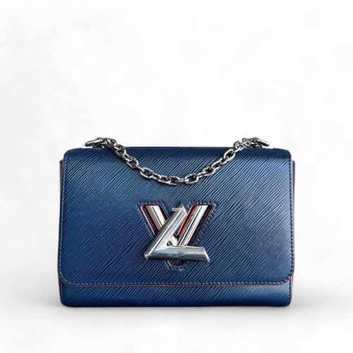 Twist EPI Cuir Bleu MM Quincaillerie Argentée - Kovancy
