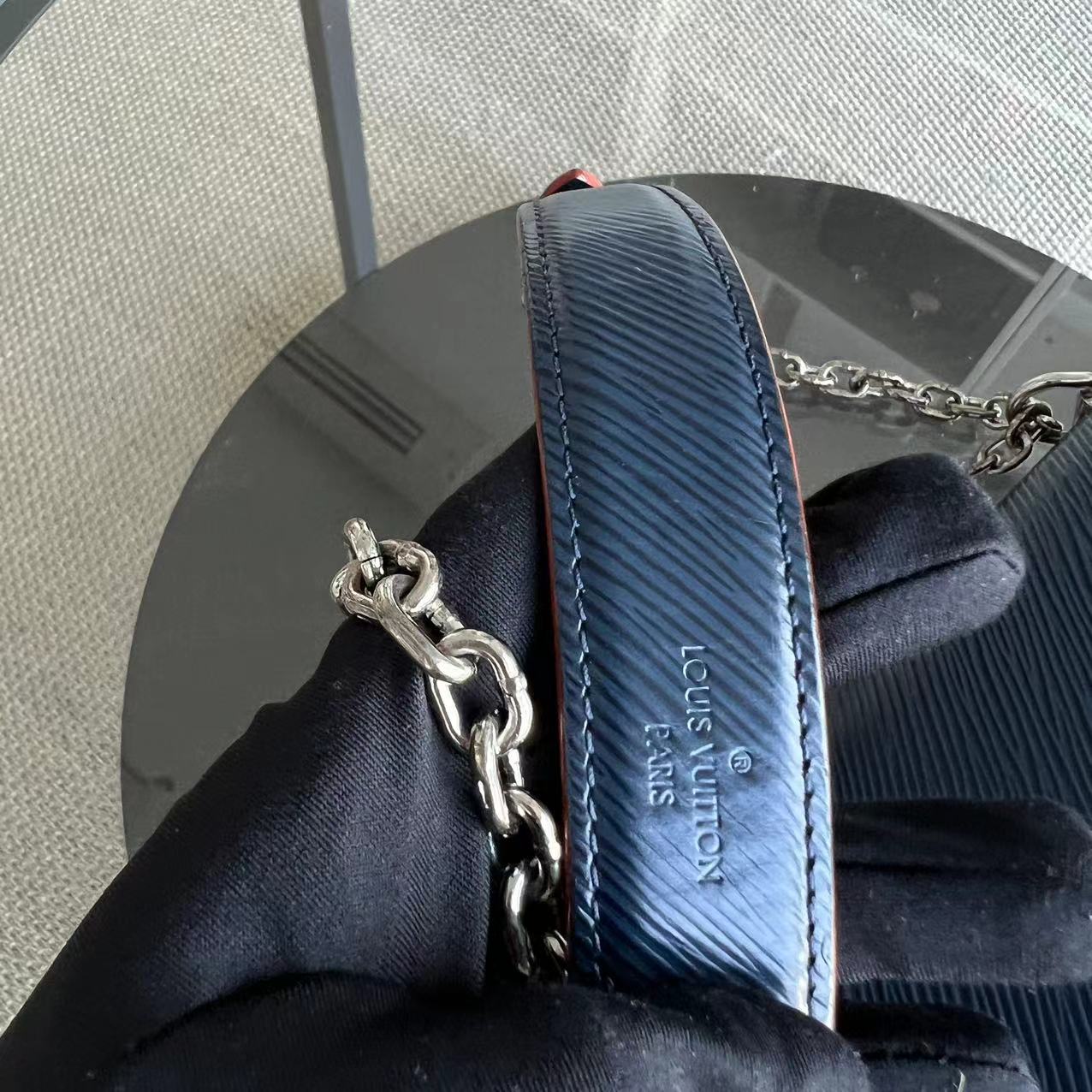 Twist EPI Cuir Bleu MM Quincaillerie Argentée - Kovancy