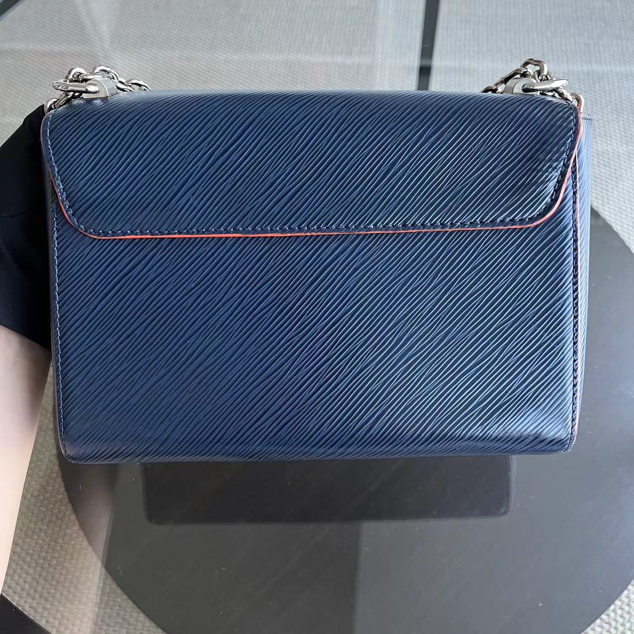 Twist EPI Cuir Bleu MM Quincaillerie Argentée - Kovancy