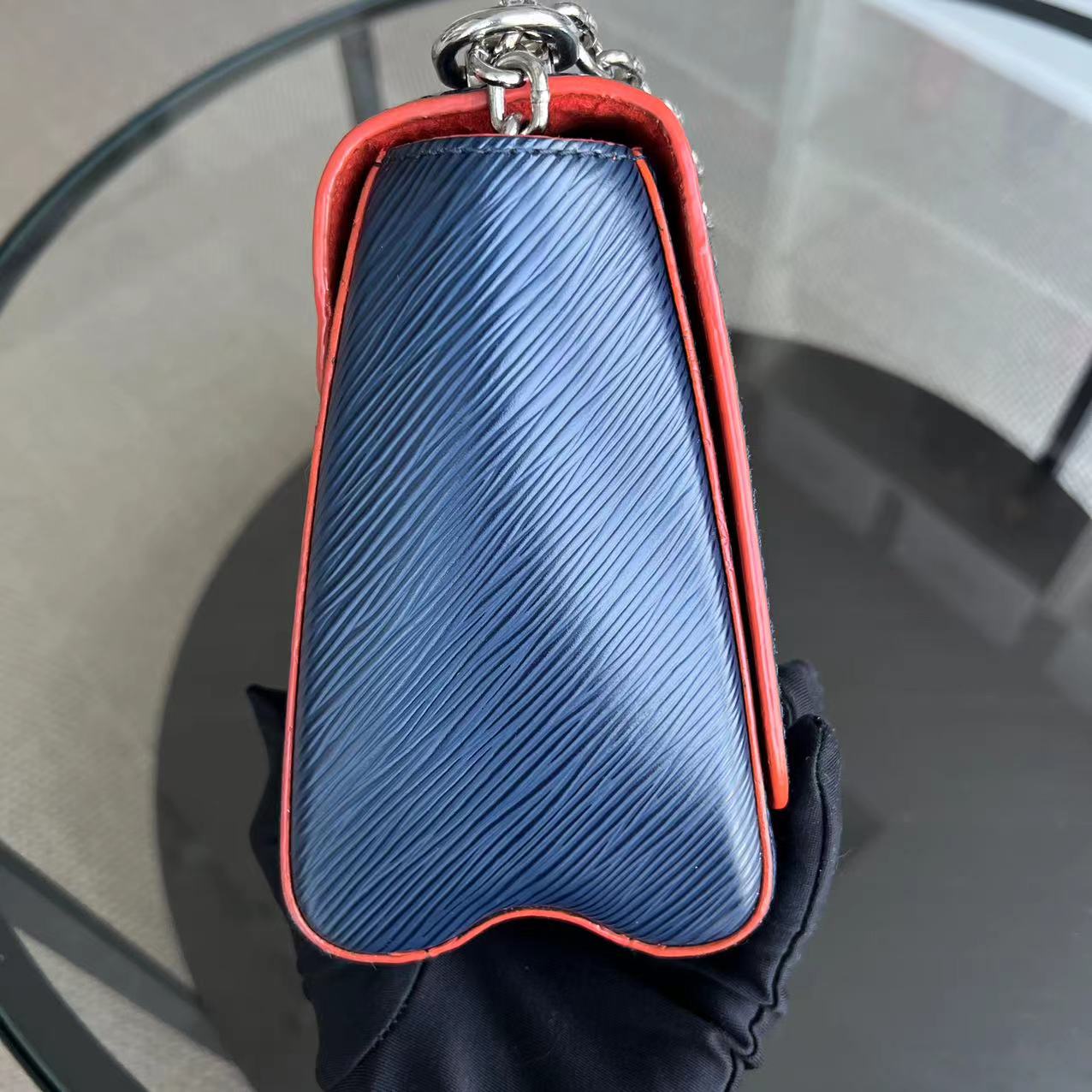 Twist EPI Cuir Bleu MM Quincaillerie Argentée - Kovancy