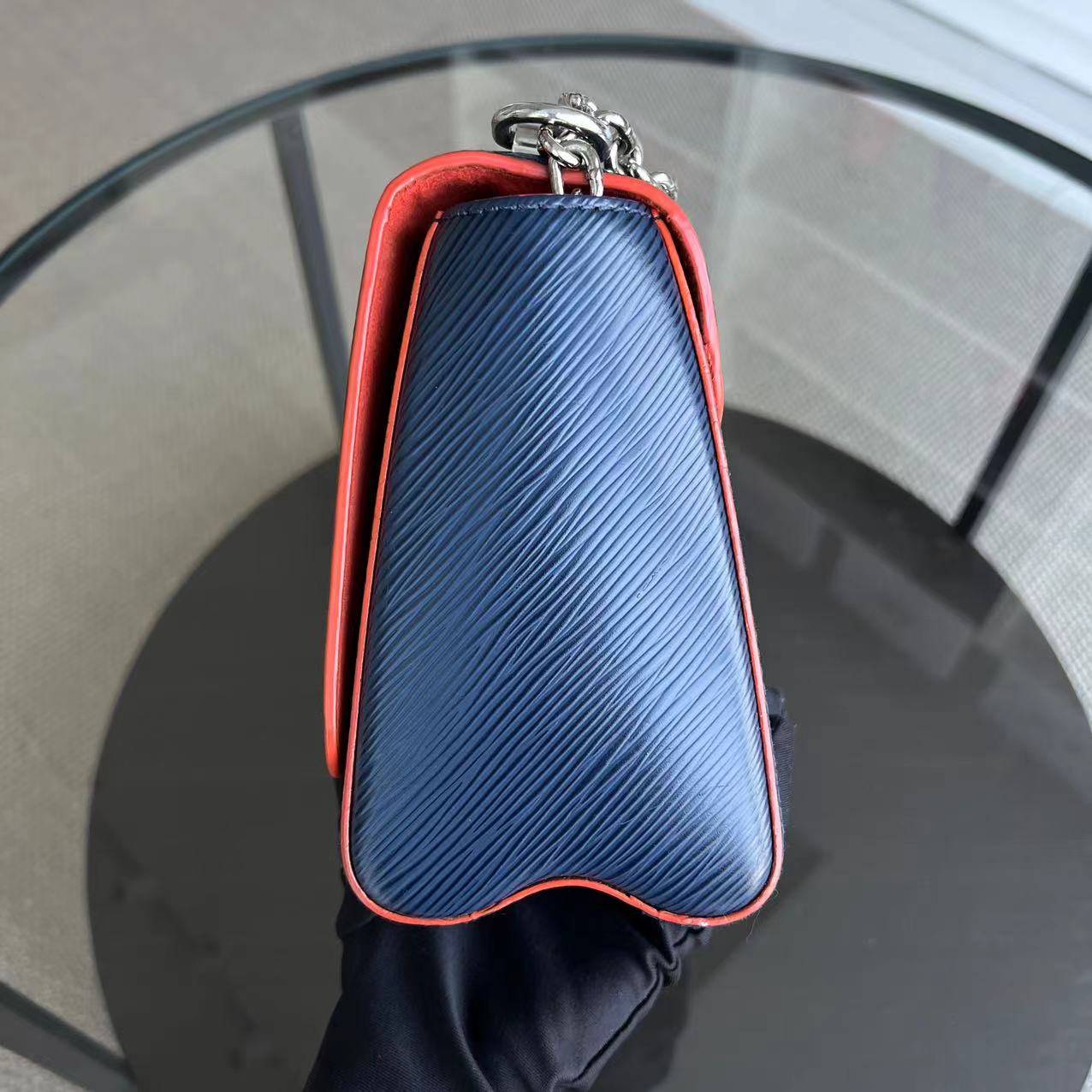 Twist EPI Cuir Bleu MM Quincaillerie Argentée - Kovancy