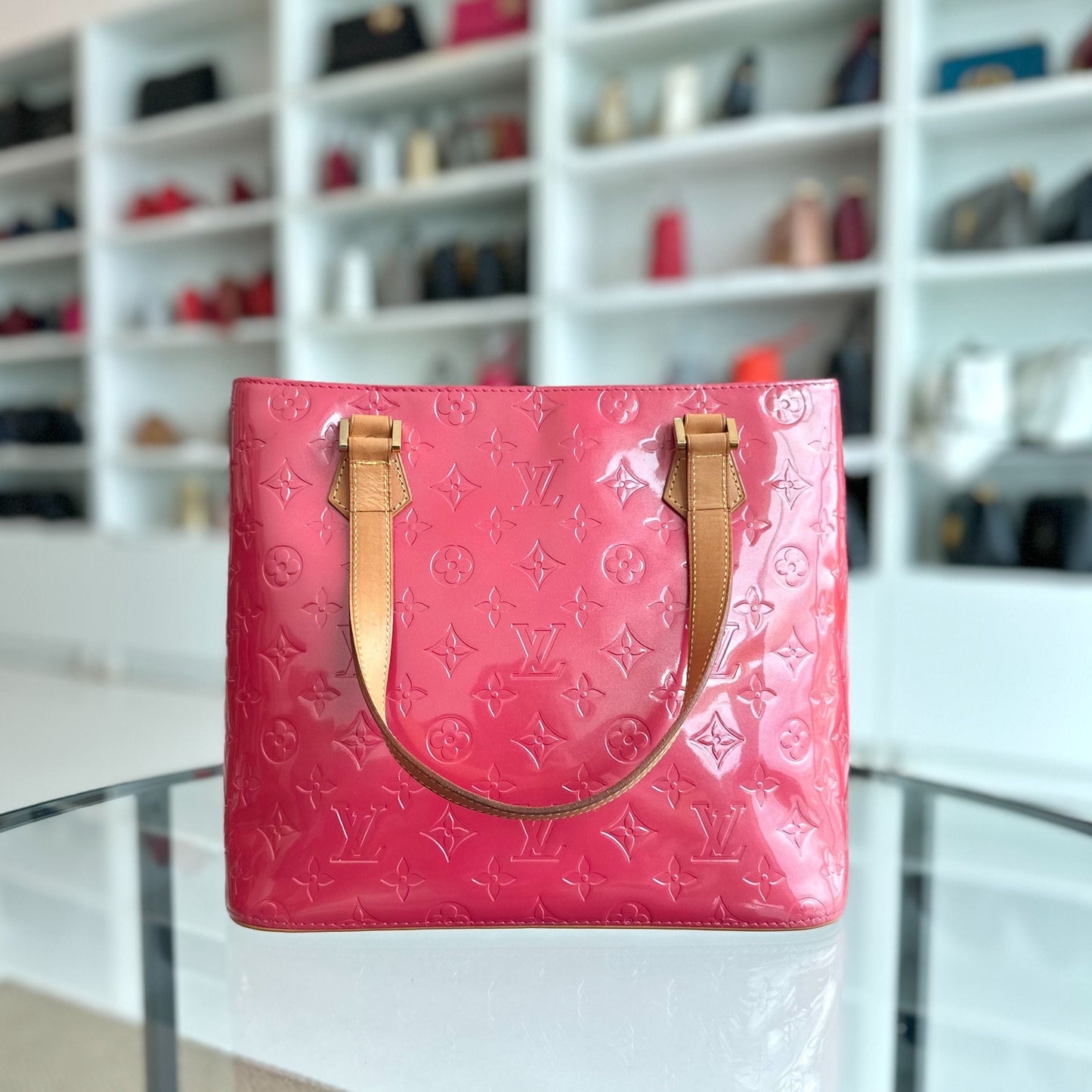 Sac à bandoulière Vernis PM en cuir verni Monogram rouge - Kovancy