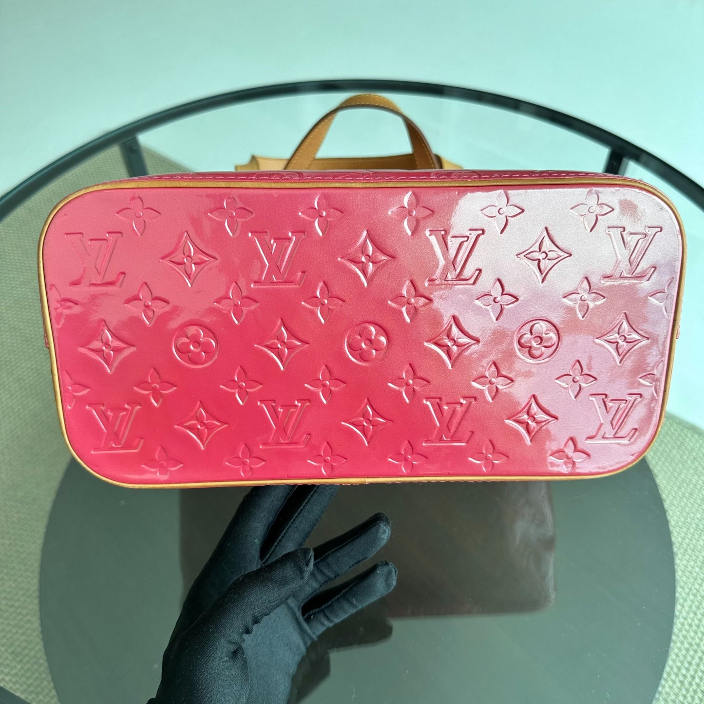 Sac à bandoulière Vernis PM en cuir verni Monogram rouge - Kovancy