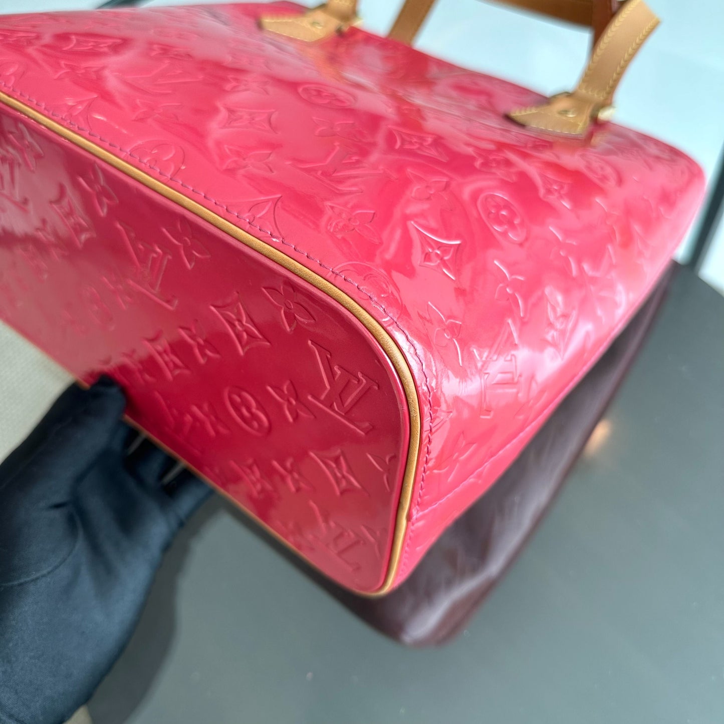 Sac à bandoulière Vernis PM en cuir verni Monogram rouge - Kovancy