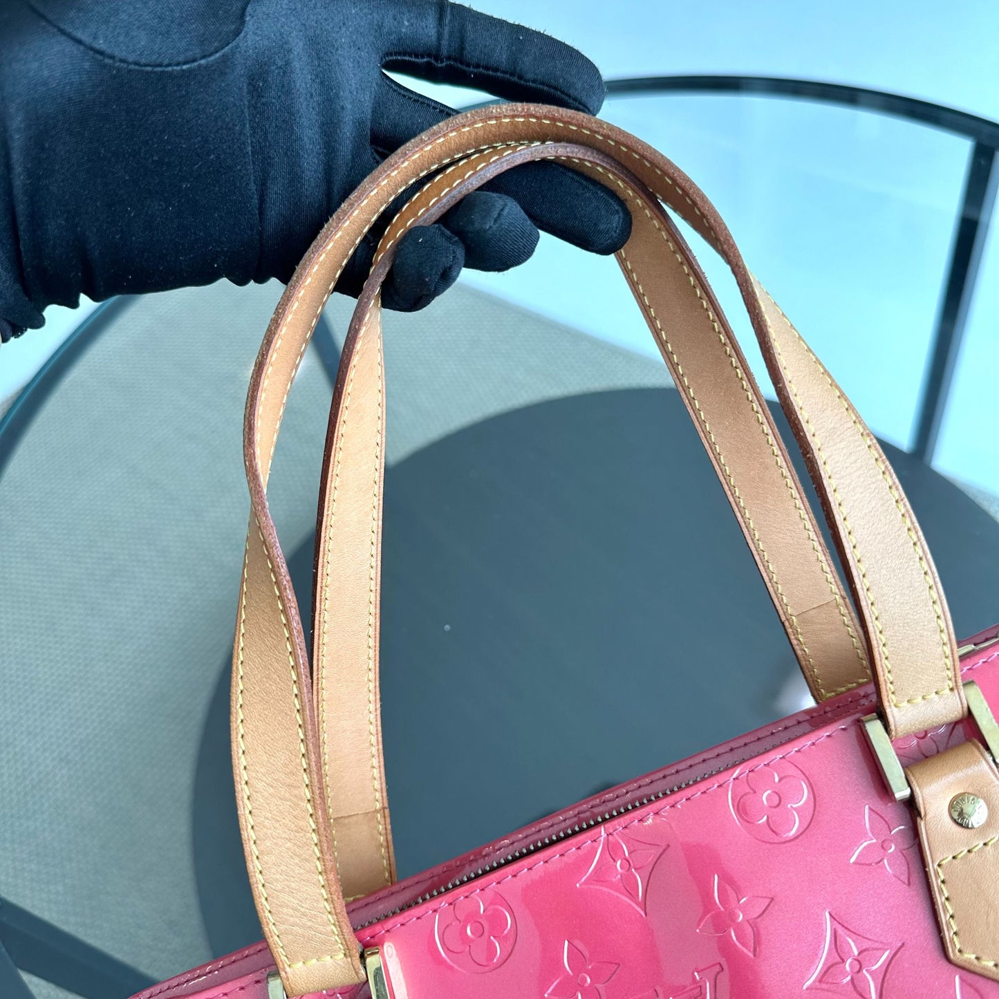 Sac à bandoulière Vernis PM en cuir verni Monogram rouge - Kovancy