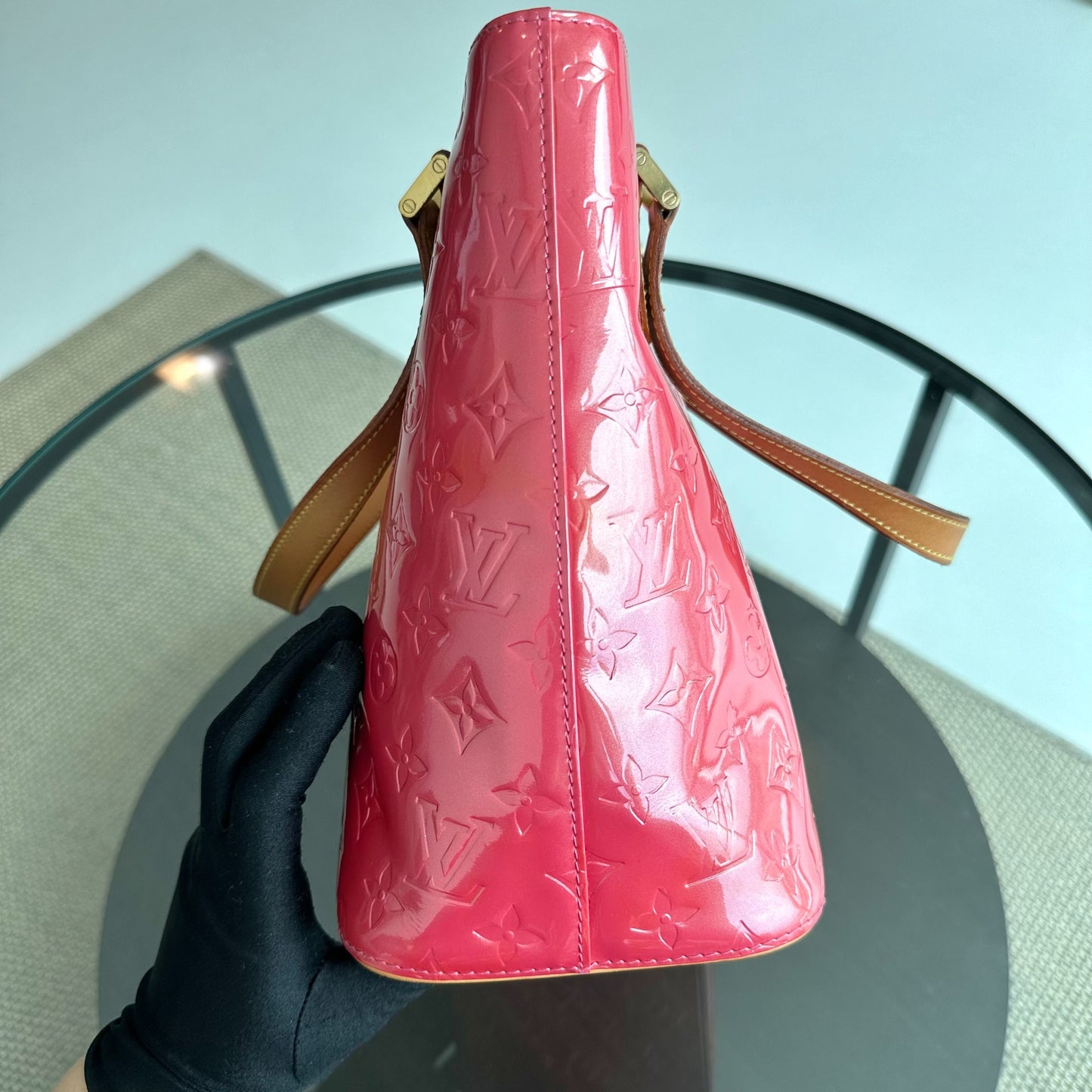 Sac à bandoulière Vernis PM en cuir verni Monogram rouge - Kovancy