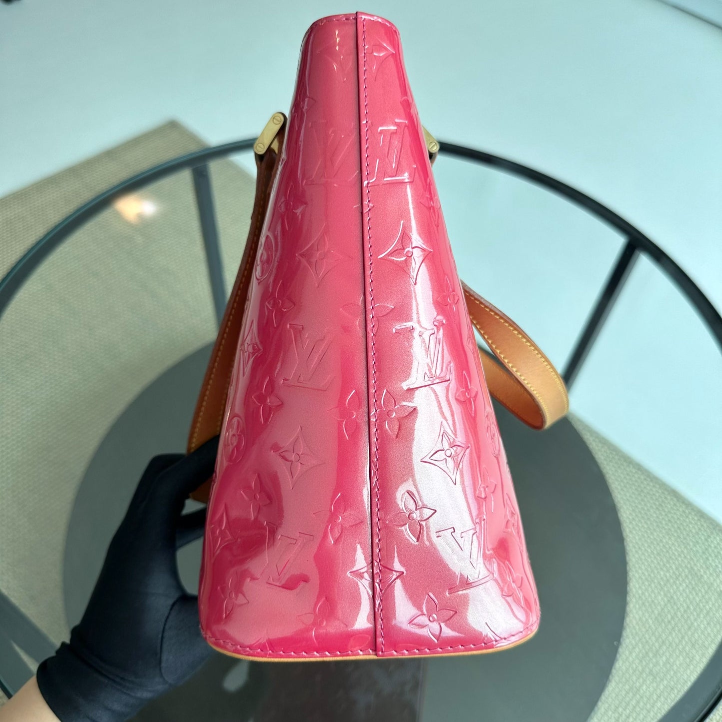 Sac à bandoulière Vernis PM en cuir verni Monogram rouge - Kovancy