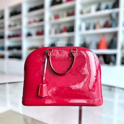 Alma MM Vernis Cuir Verni Rouge Quincaillerie Dorée - Kovancy