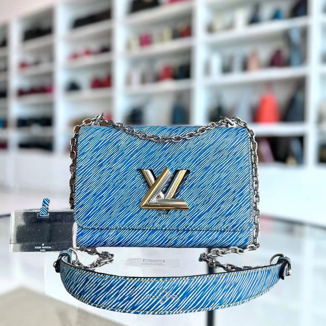 Twist MM Denim Bleu Clair Cuir EPI Métal Bicolore - Kovancy